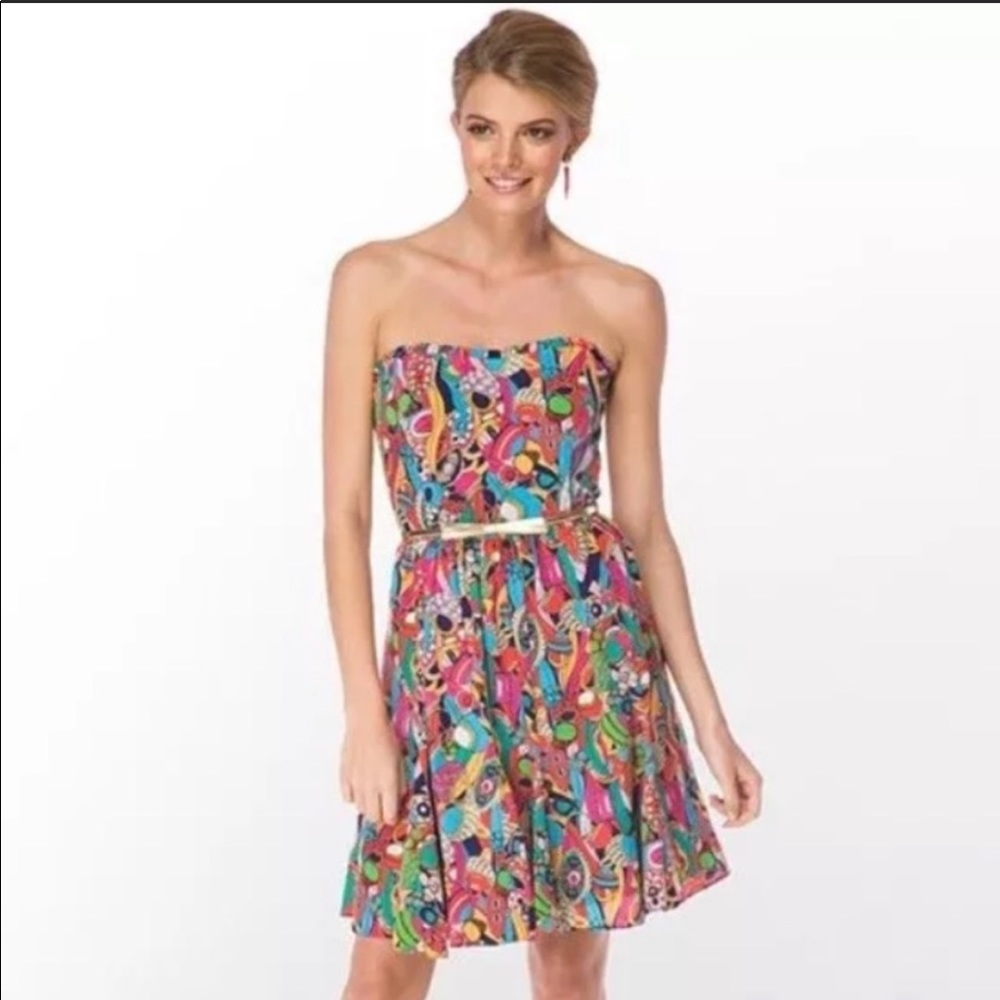 Lilly Pulitzer silk strapless dress in Bling My Chimes sz 0